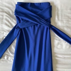Lulus Cobalt Blue front Slit wrap around belt Dress